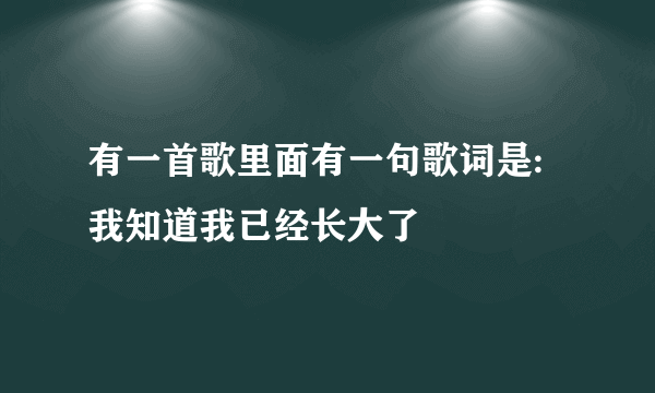 有一首歌里面有一句歌词是:我知道我已经长大了