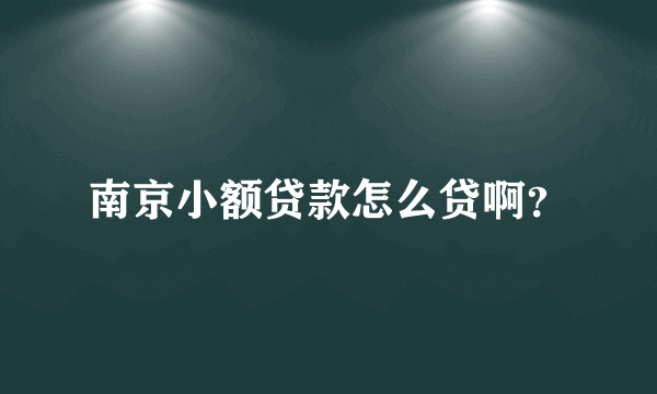 南京小额贷款怎么贷啊？