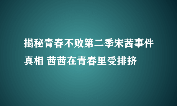 揭秘青春不败第二季宋茜事件真相 茜茜在青春里受排挤