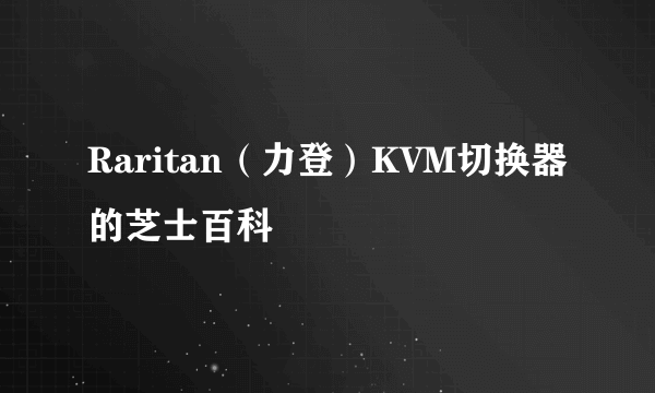 Raritan（力登）KVM切换器的芝士百科