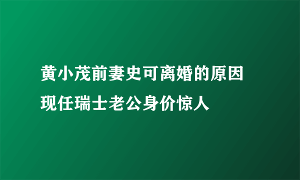 黄小茂前妻史可离婚的原因 现任瑞士老公身价惊人