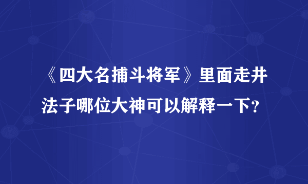 《四大名捕斗将军》里面走井法子哪位大神可以解释一下？