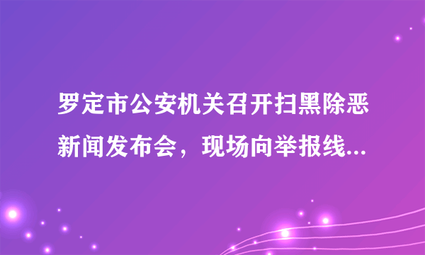 罗定市公安机关召开扫黑除恶新闻发布会，现场向举报线索群众发放奖金, 你怎么看？