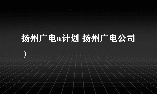 扬州广电a计划 扬州广电公司）