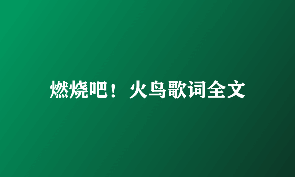 燃烧吧！火鸟歌词全文