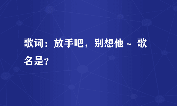 歌词：放手吧，别想他～ 歌名是？