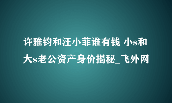 许雅钧和汪小菲谁有钱 小s和大s老公资产身价揭秘_飞外网