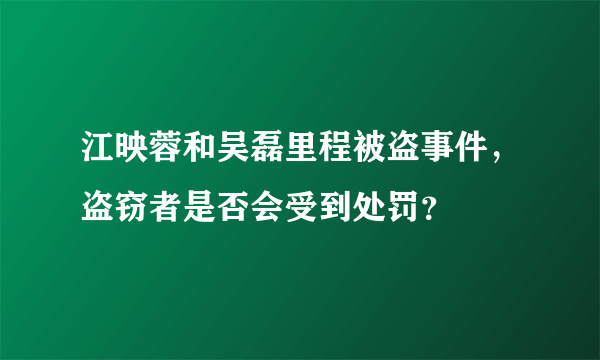 江映蓉和吴磊里程被盗事件，盗窃者是否会受到处罚？