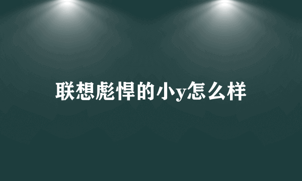 联想彪悍的小y怎么样