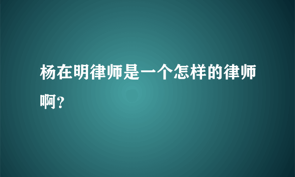 杨在明律师是一个怎样的律师啊？