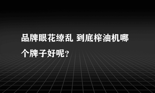 品牌眼花缭乱 到底榨油机哪个牌子好呢？