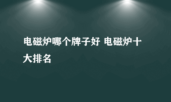 电磁炉哪个牌子好 电磁炉十大排名