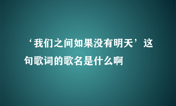 ‘我们之间如果没有明天’这句歌词的歌名是什么啊