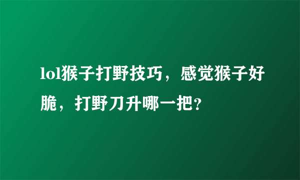 lol猴子打野技巧，感觉猴子好脆，打野刀升哪一把？