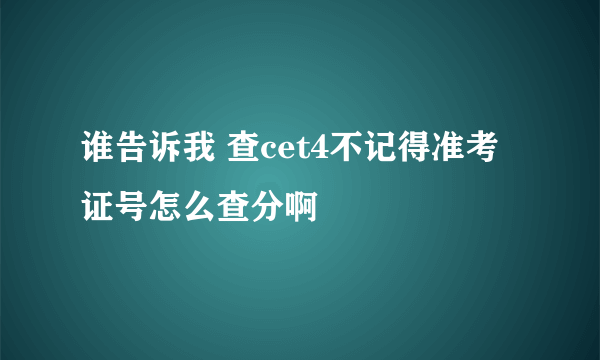 谁告诉我 查cet4不记得准考证号怎么查分啊