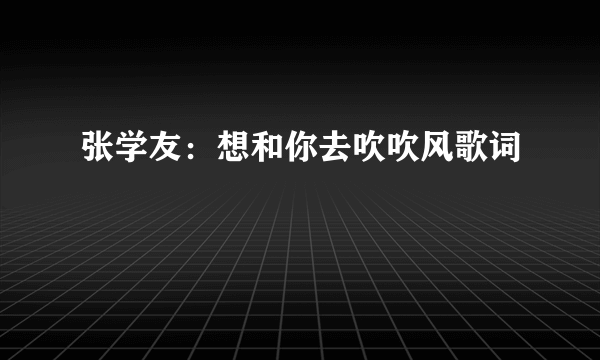 张学友：想和你去吹吹风歌词