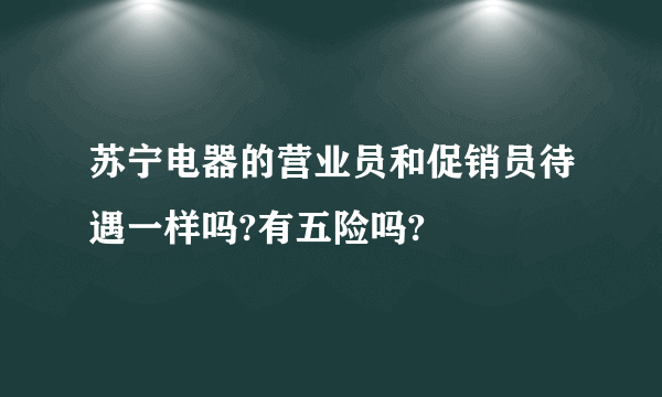 苏宁电器的营业员和促销员待遇一样吗?有五险吗?