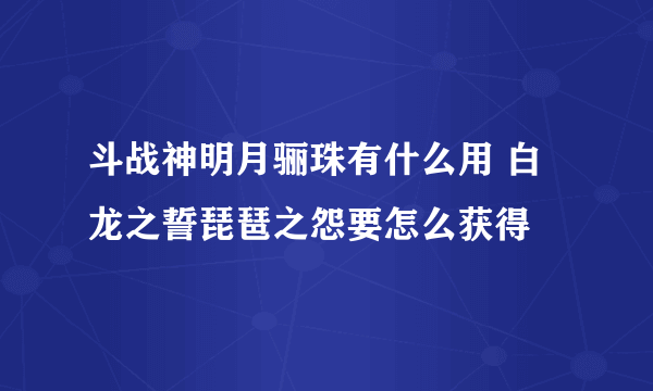 斗战神明月骊珠有什么用 白龙之誓琵琶之怨要怎么获得