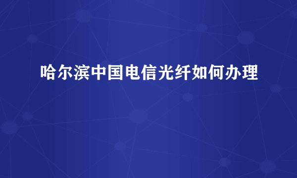 哈尔滨中国电信光纤如何办理