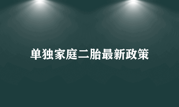 单独家庭二胎最新政策