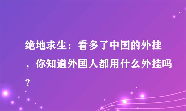 绝地求生：看多了中国的外挂，你知道外国人都用什么外挂吗？