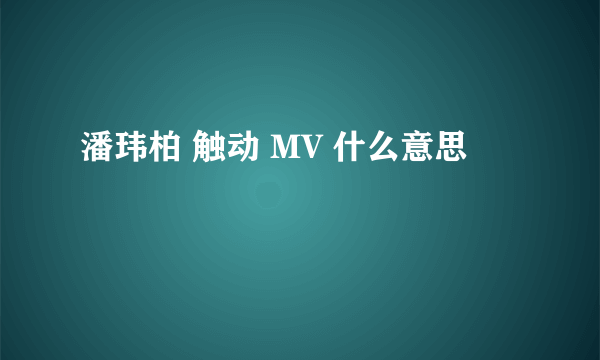 潘玮柏 触动 MV 什么意思