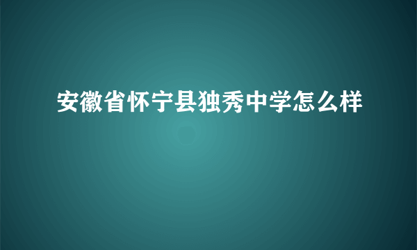 安徽省怀宁县独秀中学怎么样