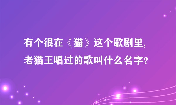 有个很在《猫》这个歌剧里,老猫王唱过的歌叫什么名字？