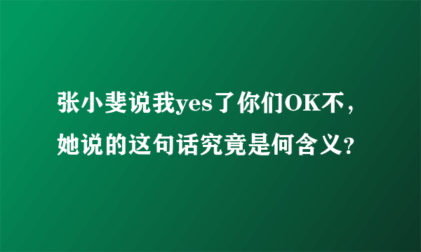 张小斐说我yes了你们OK不，她说的这句话究竟是何含义？