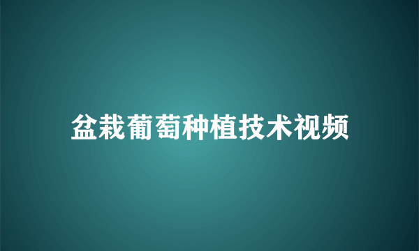 盆栽葡萄种植技术视频