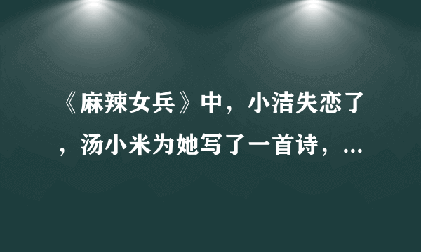 《麻辣女兵》中，小洁失恋了，汤小米为她写了一首诗，是什么？谢谢～