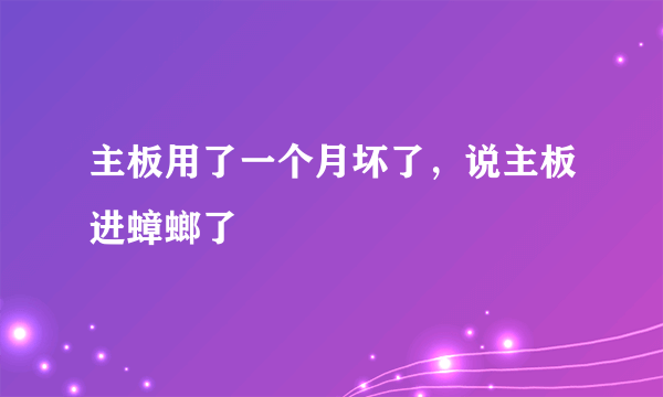 主板用了一个月坏了，说主板进蟑螂了