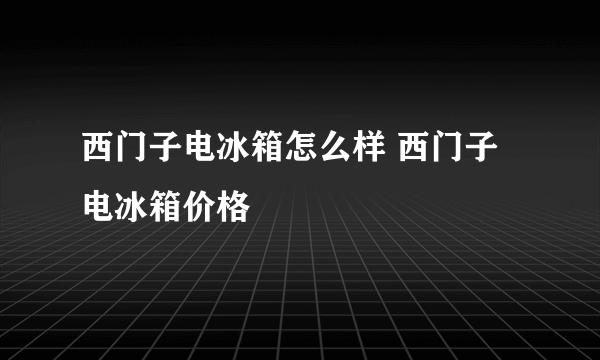 西门子电冰箱怎么样 西门子电冰箱价格