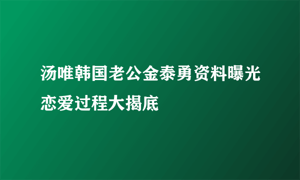 汤唯韩国老公金泰勇资料曝光恋爱过程大揭底