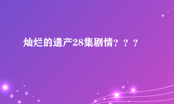 灿烂的遗产28集剧情？？？