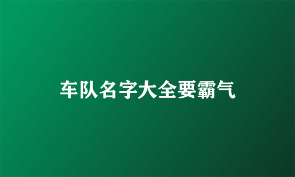 车队名字大全要霸气