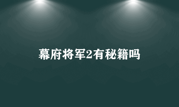 幕府将军2有秘籍吗