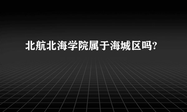 北航北海学院属于海城区吗?