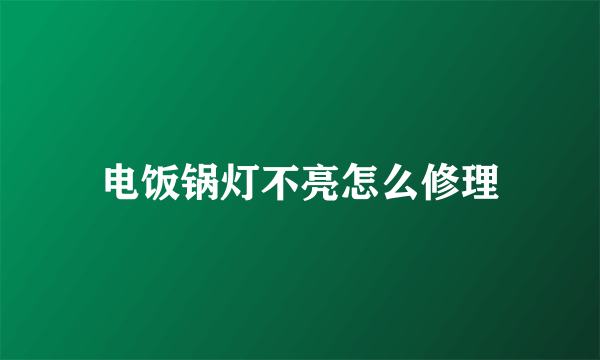 电饭锅灯不亮怎么修理