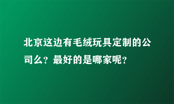 北京这边有毛绒玩具定制的公司么？最好的是哪家呢？