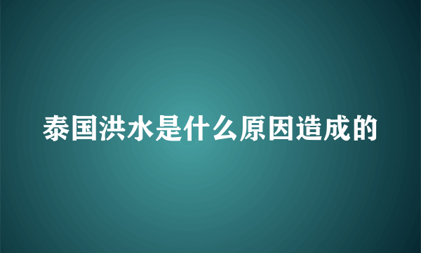 泰国洪水是什么原因造成的