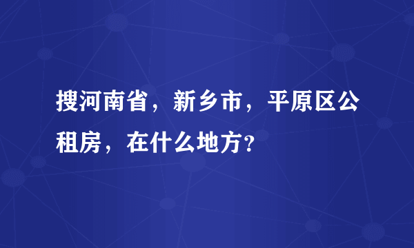 搜河南省，新乡市，平原区公租房，在什么地方？