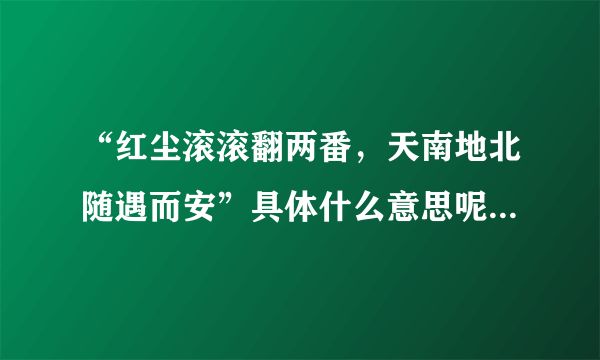 “红尘滚滚翻两番，天南地北随遇而安”具体什么意思呢？解释越详细越好？