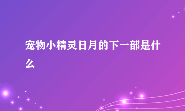 宠物小精灵日月的下一部是什么