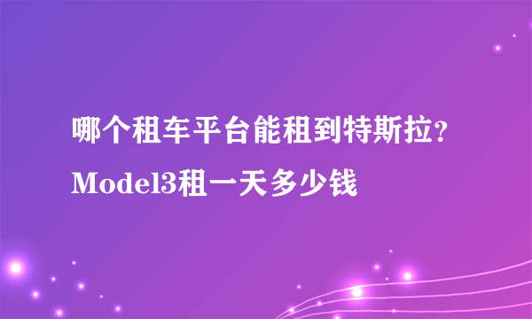 哪个租车平台能租到特斯拉？Model3租一天多少钱