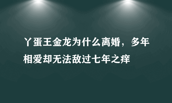 丫蛋王金龙为什么离婚，多年相爱却无法敌过七年之痒