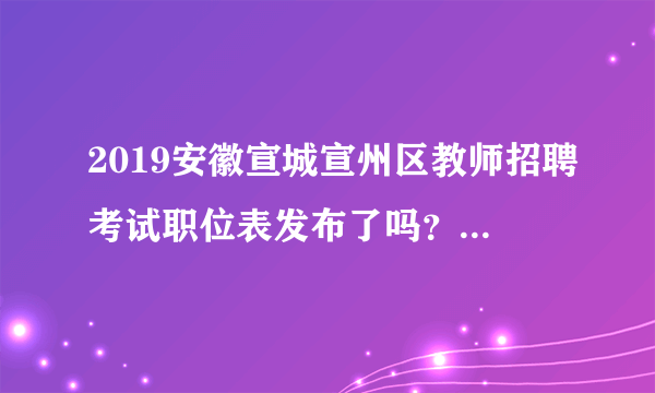 2019安徽宣城宣州区教师招聘考试职位表发布了吗？可能招多少人？