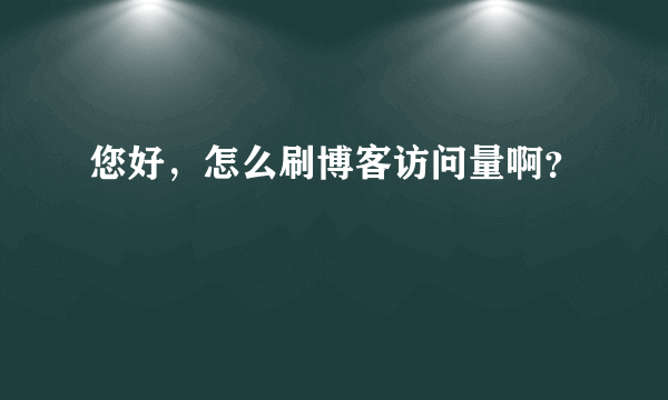 您好，怎么刷博客访问量啊？