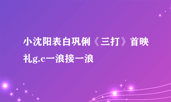 小沈阳表白巩俐《三打》首映礼g.c一浪接一浪