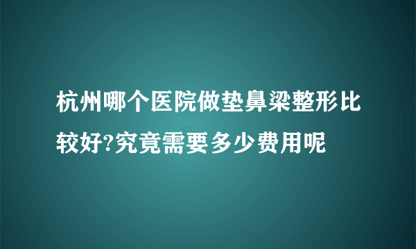 杭州哪个医院做垫鼻梁整形比较好?究竟需要多少费用呢